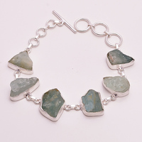 Bracelet en argent sterling 925 avec pierres précieuses, quartz rose naturel brut, grossiste en bijoux faits à la main