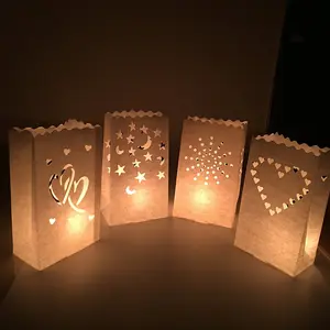 10pcs白色纸灯笼蜡烛防火袋用于浪漫生日派对婚礼活动装饰