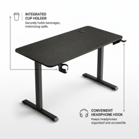 Bureau debout électrique en forme de I avec système motorisé réglable en hauteur, surface en panneau MDF, station de travail de jeu multicolore