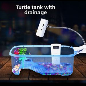 Petit aquarium rectangulaire <span class=keywords><strong>pour</strong></span> tortues, grande plateforme de basking, <span class=keywords><strong>terrarium</strong></span> aquatique, boîte d'élevage vivant - Product Image 4