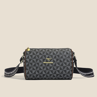 Sac bandoulière cylindrique pour femme, sac à main de créateur en PU à imprimé géométrique classique, fermeture éclair, échantillon gratuit