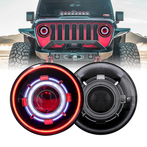 Phares à LED de 7 pouces avec halo de démon diabolique, œil d'ange, phare de 7 pouces pour <span class=keywords><strong>Jeep</strong></span> Wrangler Cj <span class=keywords><strong>Tj</strong></span> Jk 1997-2017, phare à LED - Product Image 1
