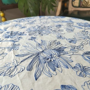 Tissu en polyester, <span class=keywords><strong>coton</strong></span> et <span class=keywords><strong>lin</strong></span> avec broderie florale de couleur contrastée, largeur 140 cm, pour robe cheongsam, sac - Product Image 3