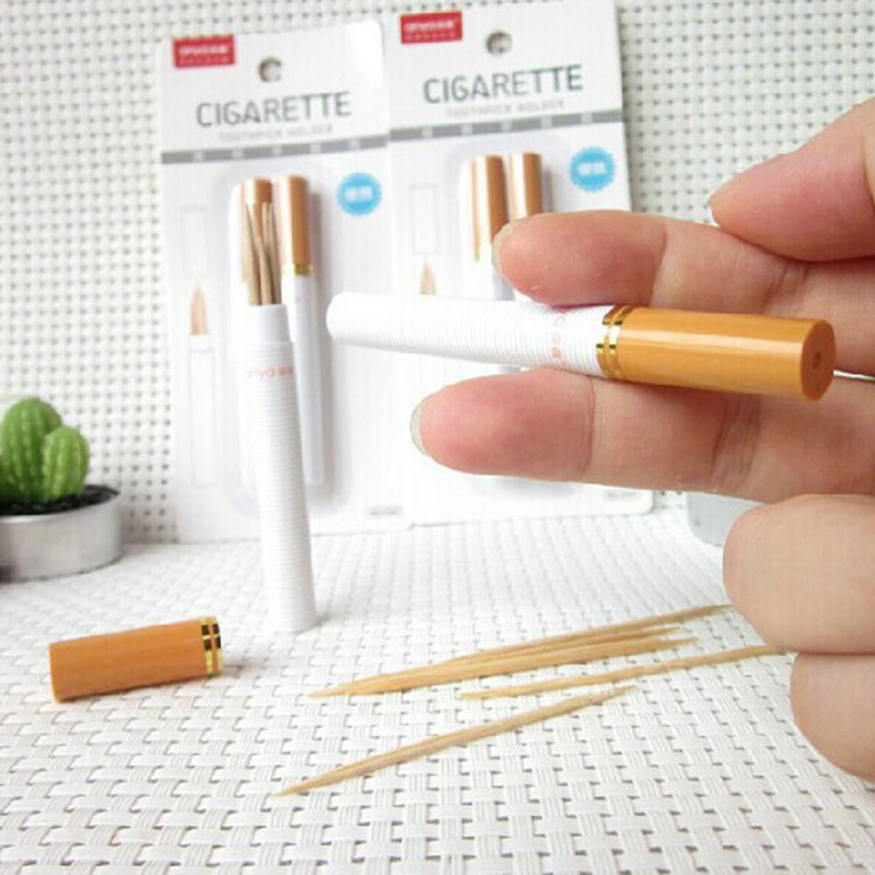 Portable Pocket Toothpick Holder Cigarette Shape Mini Toothpick box Pocket Toothpick Holder