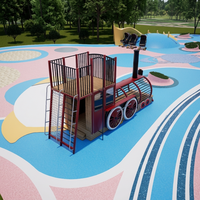 Structures de jeux extérieures pour enfants sur le thème du train avec échelles d'escalade, équipements de jeux extérieurs pour enfants