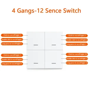 Haozee thông minh ZigBee chuyển đổi <span class=keywords><strong>4</strong></span> gang kịch bản 12 cảnh chuyển đổi push <span class=keywords><strong>button</strong></span> điều khiển hỗ trợ deconz zigbee2mqtt nhà trợ lý - Product Image 2