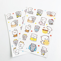 Hot Funny Kitty Cartoon Adhesive Waterproof Vinyl Stickers Cute Anime Decorative Die Cut Customizable Size Craft Sticker Sheets