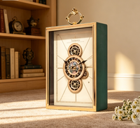 Horloge de table de luxe silencieuse avec cadran transparent, horloge décorative vintage pour le salon