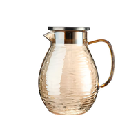 Pot à eau en verre écologique YIJING de 1,5 L avec motif glacial et poignée, couvercle en acier inoxydable pour thé, jus et boissons