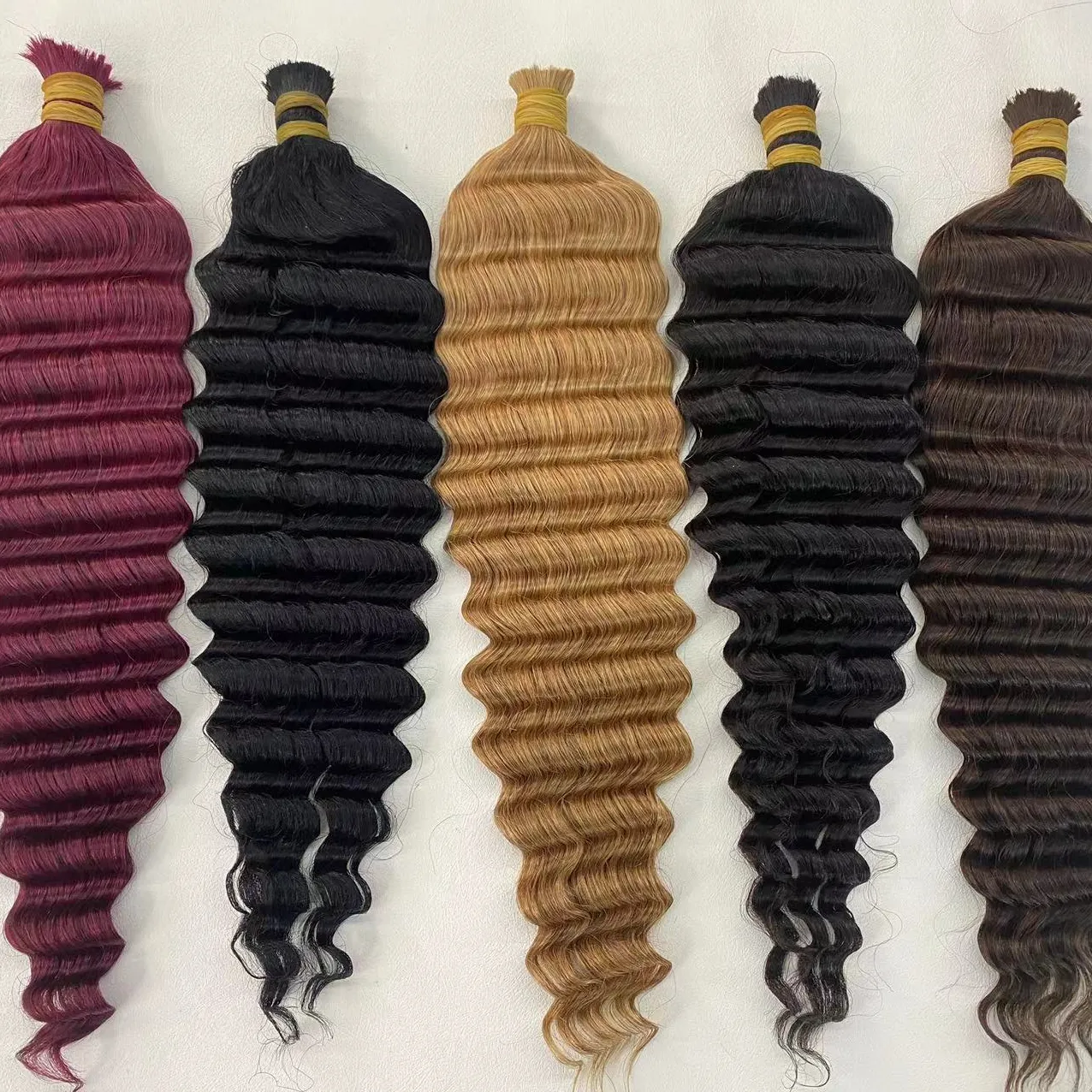 गहरी लहर रेमी मानव बाल ब्राजील के रेशम थोक बाल ब्रेडिंग के लिए प्राकृतिक लहर बाल एक्सटेंशन कोई कपड़ा Crochet Braids #27 # बग #4