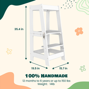 Hauteur réglable pliant enfant en bas âge escabeau enfants apprentissage aide tour en bois enfant en bas âge debout tour cuisine aide en gros - Product Image 4
