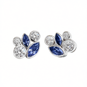 Orecchini a lobo in zaffiro, argento 925 placcato rodio, design floreale con incastonatura a castone, classici da donna per tutti i giorni - Product Image 1