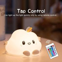 Nouvelle lampe de chevet LED tactile rechargeable en silicone, motif nuage coloré, moderne, pour chambre d'enfant, taille moyenne
