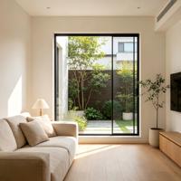 Ventana de Aluminio con Marco Delgado y Rotura de Puente Térmico, Doble Acristalamiento de Vidrio Bajo Emisivo, Ahorro Energético, de Piso a Techo, Tamaño Personalizado, Abatible
