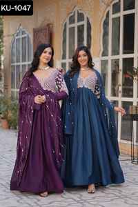 Indian Ethnic Wear Heavy Wedding Wear Anarkali Gowns with <b>Star</b> Georgette with Embroidery Beads Sequins Work Fancy Gowns Set - Product Image 4