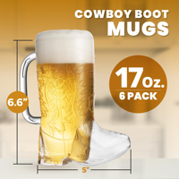 Gobelets à Bière Botte de Cowboy en Plastique PS Transparent 17oz avec Poignée pour Fête, Tasses Créatives en Forme de Botte, Vente en Gros