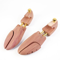 Horma para Zapatos de Cedro Rojo Americano, de Madera, Personalizable, Brillante, con Accesorios Dorados Ajustables