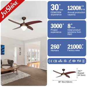 1stshine Ventilateur <span class=keywords><strong>de</strong></span> Plafond Électrique <span class=keywords><strong>de</strong></span> Luxe 48 Pouces Lames MDF Finition Artificielle Ventilateur <span class=keywords><strong>de</strong></span> Plafond avec Lumière - Product Image 3