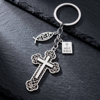 Porte-clés en acier inoxydable avec logo personnalisé, texte, croix de la Résurrection, Jésus, Bible sacrée, artisanat religieux en métal, lettre