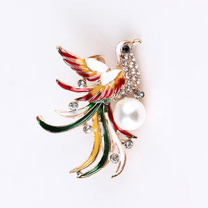 Broche oiseau Phénix pour femme, épingles en émail vintage de luxe avec gros strass en cristal, alliage plaqué or, cadeau de mariage ou de fiançailles - Product Image 3