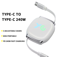 Câble de données rétractable à charge super rapide 240W pour téléphones mobiles, tablettes, ordinateurs portables, utilisation en voiture, câble de charge universel double type-C
