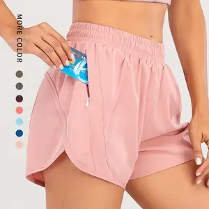 Lulu Hot Bán New Thể Thao Quần Short Nhanh Chóng Khô Wicking Da Thân Thiện Rắn Màu Sắc Phụ Nữ Phòng Tập Thể Dục Của Phụ Nữ Quần Short