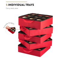 Boîte de rangement ajustable pour décorations de Noël avec séparateurs, capacité de 73 décorations, fermeture éclair, pratique
