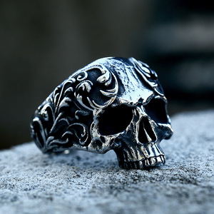 Bague Squelette Punk en Acier Inoxydable Plaqué Argent Vieilli, Bijou Tendance pour Homme, Idéal au Quotidien, Cadeau - Product Image 2