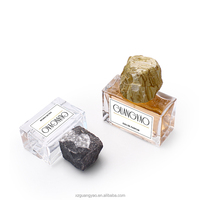 Bouteille de Parfum Vide de Luxe Fabrication 30/50/100ml Bouchon en Marbre Cristal Pierre Bouteille de Parfum en Verre Rectangulaire Vide