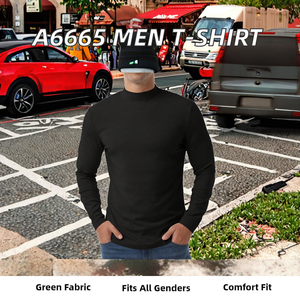 Men's <b>Black</b> Long Sleeve <b>Turtleneck</b> Knitted Top Regular Fit Casual Solid Color Blank Design - Product Image 2