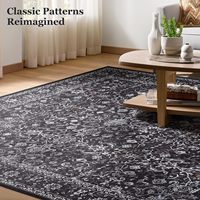 Tapis grande taille tons terreux 9x12 Midnight à poils ras, avec envers en caoutchouc, lavable, antidérapant, pour salon, chambre, salle à manger, décoration intérieure