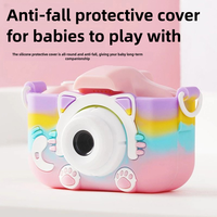 Étui en silicone pour appareil photo pour enfants avec motif de chat arc-en-ciel, écran IPS de 2 pouces, 48MP, photo, vidéo, médias sociaux, cadeau pour enfants X5