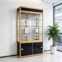 Vitrine rectangulaire verrouillable en verre avec éclairage LED, présentoir portable pour trophées, idéal pour les magasins de détail