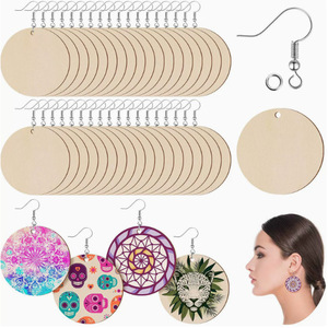 Unfinished Wooden Blank <b>Earrings</b> Geometric Shape Natural Wood For <b>Earring</b> Making DIY Crafts 180pcs - Product Image 4