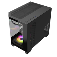 Mini tour en acier de 0,5 mm, 3 pièces, boîtier de jeu en verre, prend en charge le refroidisseur liquide 360, panneau LCD