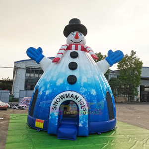 Castillo inflable navideño para niños, casa de brinco con forma de iglú de muñeco de nieve, castillo hinchable para fiestas. - Product Image 1