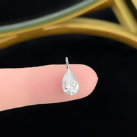 Collana da Donna in Oro Bianco 18K con Diamante Coltivato in Laboratorio, Pendente a Goccia a Tre Griffe, Minimalista, Semplice, Fresco e Versatile