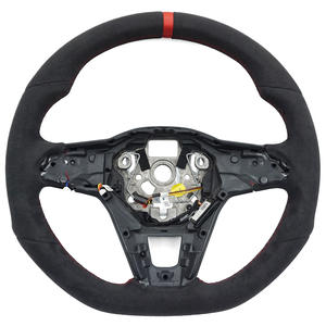 Volante de Cuero Personalizado, Volante de Cuero Genuino Compatible con <span class=keywords><strong>Volkswagen</strong></span> Golf MK8 GTI R Touareg <span class=keywords><strong>ID3</strong></span> Passat Arteon Sports - Product Image 1