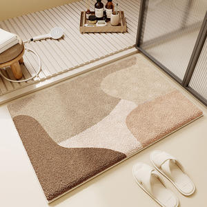Tapis de sol rectangulaire en fausse fourrure de cachemire au design géométrique simple, absorbant, pour la maison et la salle de bain, lavable en machine - Product Image 2