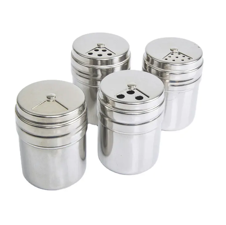 kitchen gadgets Stainless steel seasoning cans salt and pepper shakers
