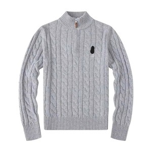Maglione Invernale da Uomo alla Moda con Mezza Zip in <span class=keywords><strong>Cotone</strong></span>, Nuovo Top Lavorato a Maglia con Logo Frontale - Product Image 3