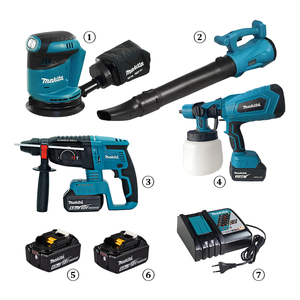 Kit complet de rénovation domestique <span class=keywords><strong>Makita</strong></span> DHR242 DBO180Z DUB362Z avec batterie 18V 6.0Ah, chargeur DC18RC, outils électriques complets - Product Image 1