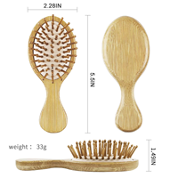 Peigne démêlant antistatique en bois de hêtre à dents larges, brosse à cheveux à coussin d'air, mini peigne de poche ovale étanche avec logo personnalisé, vente en gros
