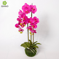 QIHAO Fleurs artificielles en latex de haute qualité, orchidées, 3 tiges, orchidées artificielles au toucher réel à vendre