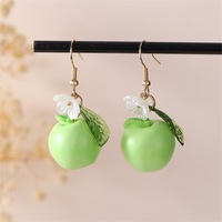 Anting-anting buah-buahan lucu 3D resin berbentuk delima, apel, blueberry, lemon, jeruk, anggur, dan stroberi untuk anak perempuan