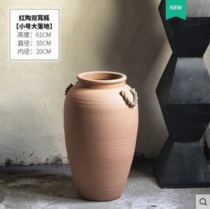 <span class=keywords><strong>Bouteille</strong></span> en céramique en grès avec poignées décoration <span class=keywords><strong>de</strong></span> salon pot <span class=keywords><strong>de</strong></span> poterie cylindre en céramique vase à fleurs d'hôtel debout au sol - Product Image 4