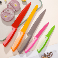 Ensemble de 5 couteaux de cuisine en acier inoxydable, vente en gros, manche en PP, conception ambidextre, construction durable, antiadhésif