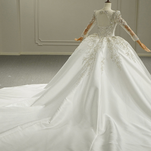 Robe de mariée Gt26022, robe de princesse, jupe en satin, col en V avec traîne, Jancember - Product Image 5