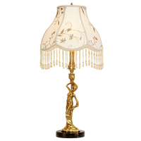 Lampe de table en laiton antique doré de style américain Jewellerytop Godness Decor pour hôtel, salon, chambre à coucher