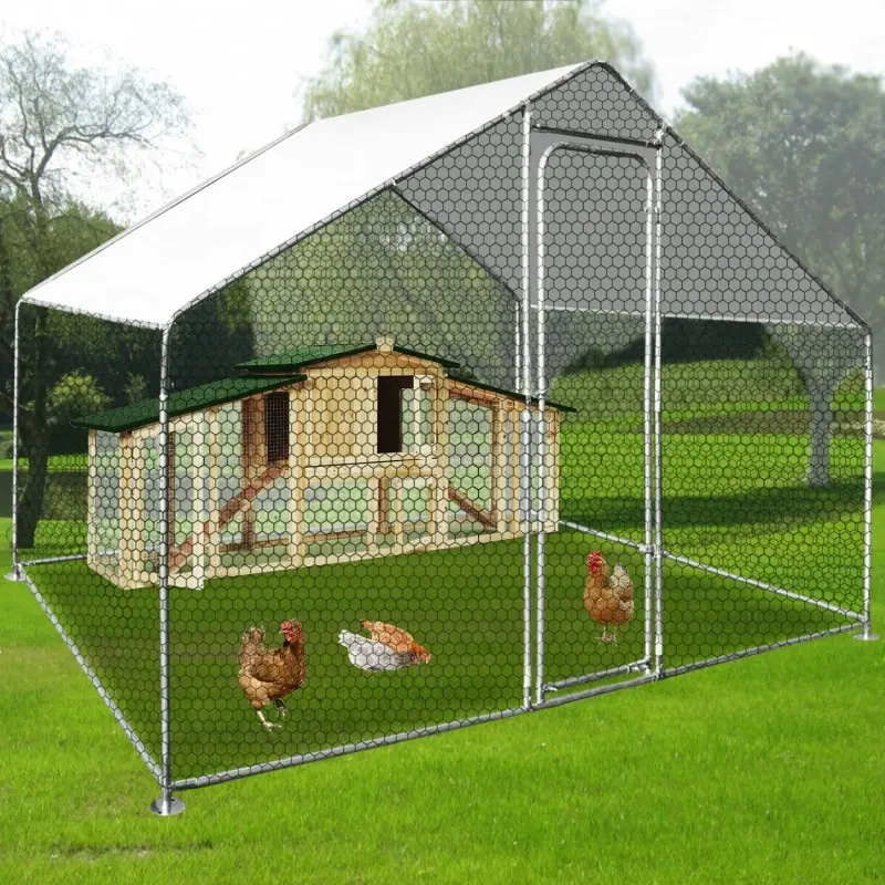 Jaula de Metal grande para conejos, jaula para pollos, patio trasero, recinto para Gallinero